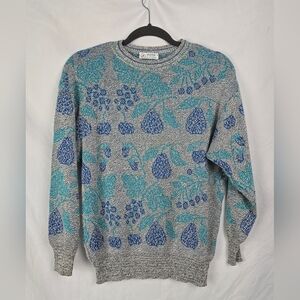 Mamut Moden Germany Artsy Fruits Contemporary Crew Neck Knit Sweater sz L